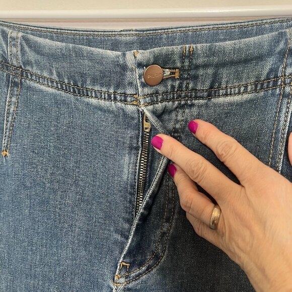Pilcro Anthropologie Blue Jeans Size 29 Crop Leni Curved Barrel Tapered Stretch - Picture 11 of 16